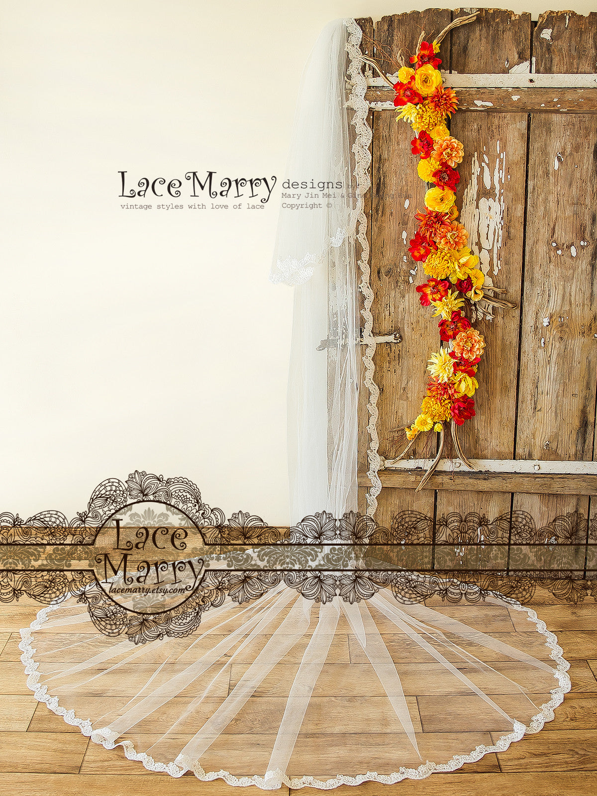 Soft Tulle and Lace Hem Bridal Veil