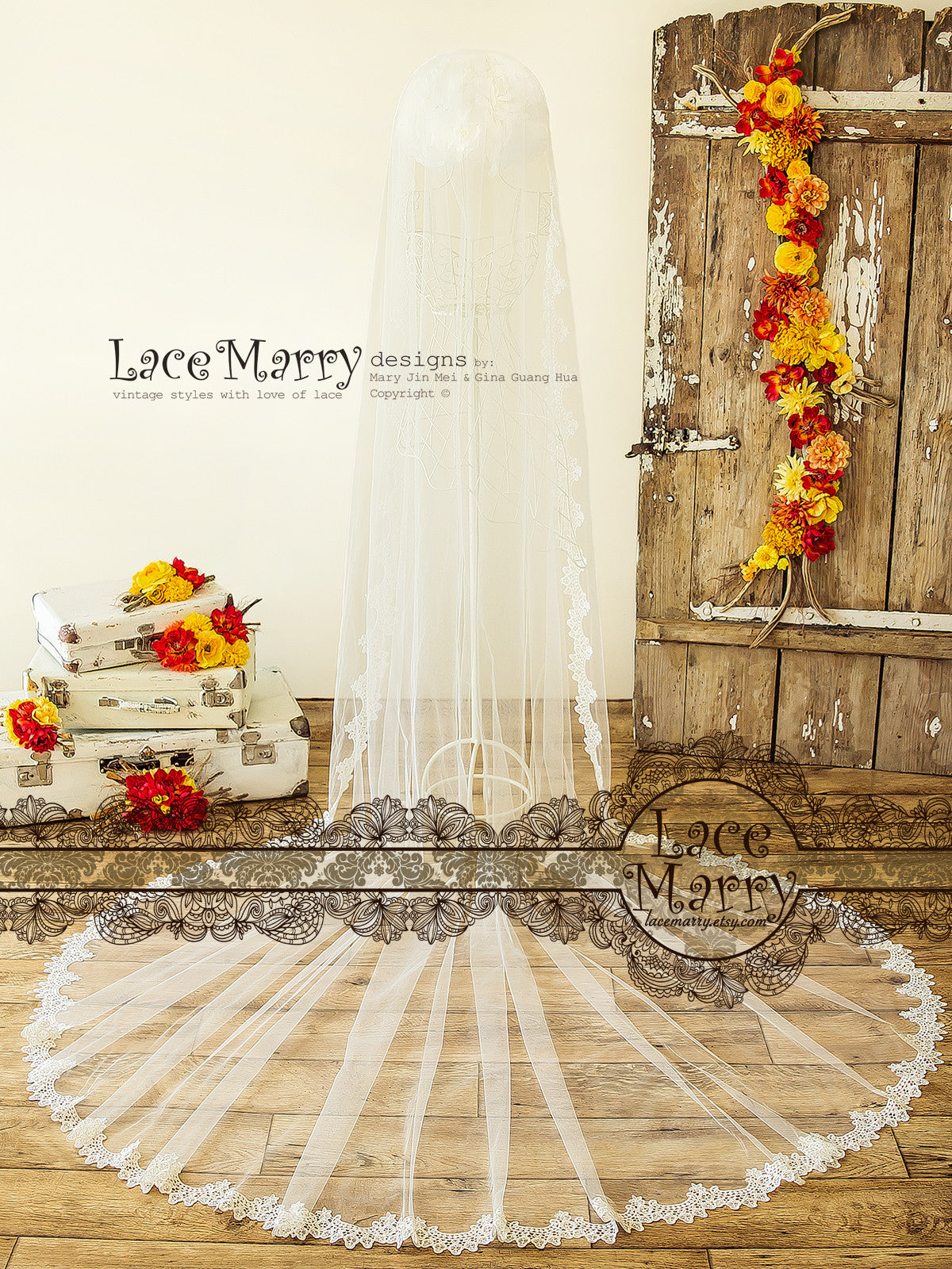 Long Lace Wedding Veil