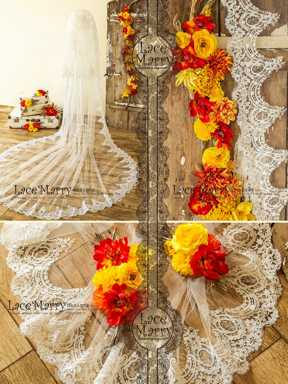 Cathedral Scalloped Allencon Lace Edged Veil