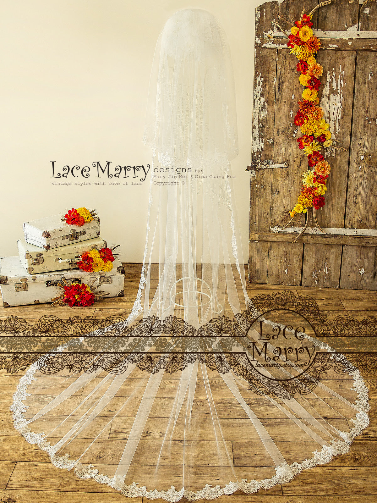 Lace Wedding Veil in 2 Tiers
