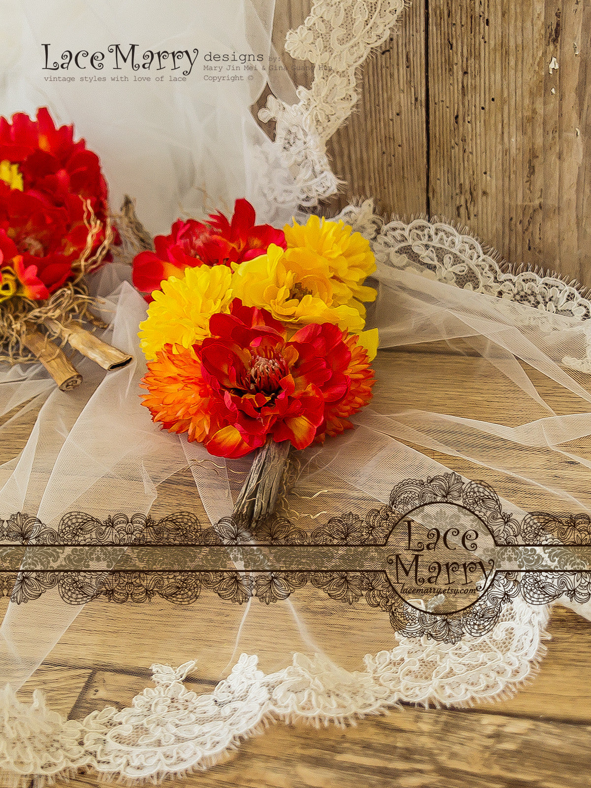 Bridal Veil with Scalloped Alencon Lace Hem