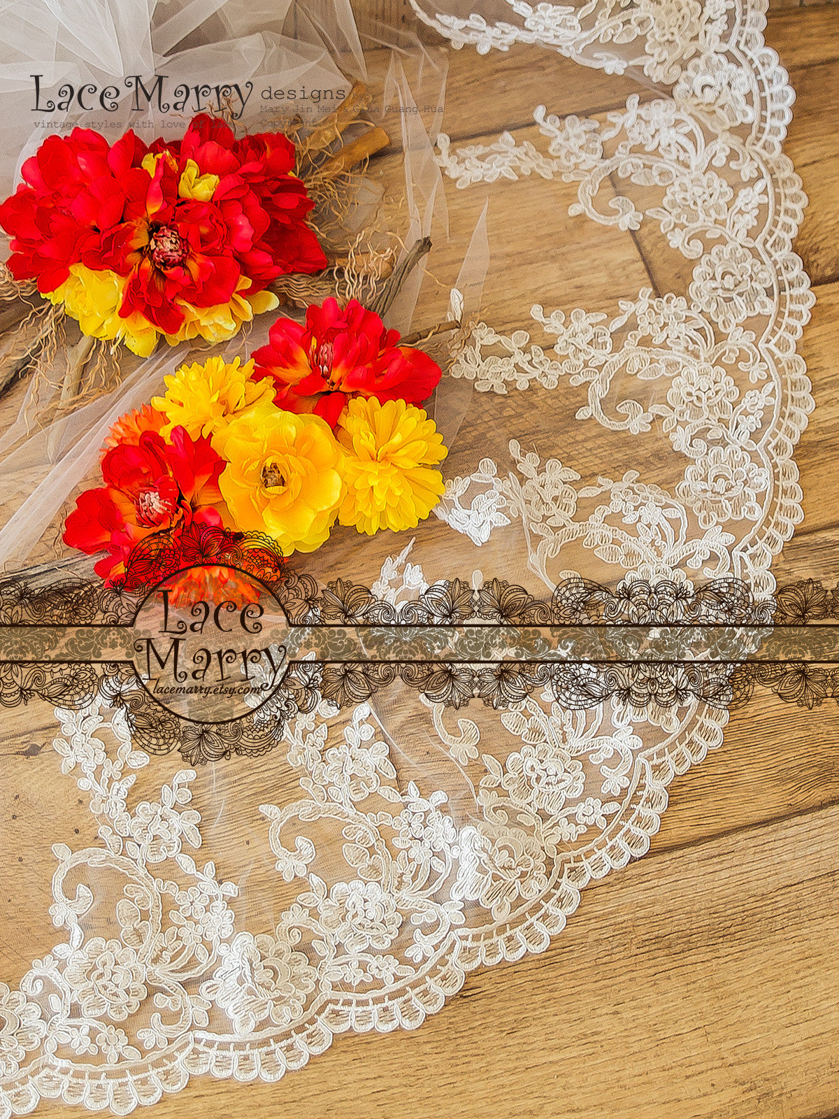 Floral Ornament Bridal Veil