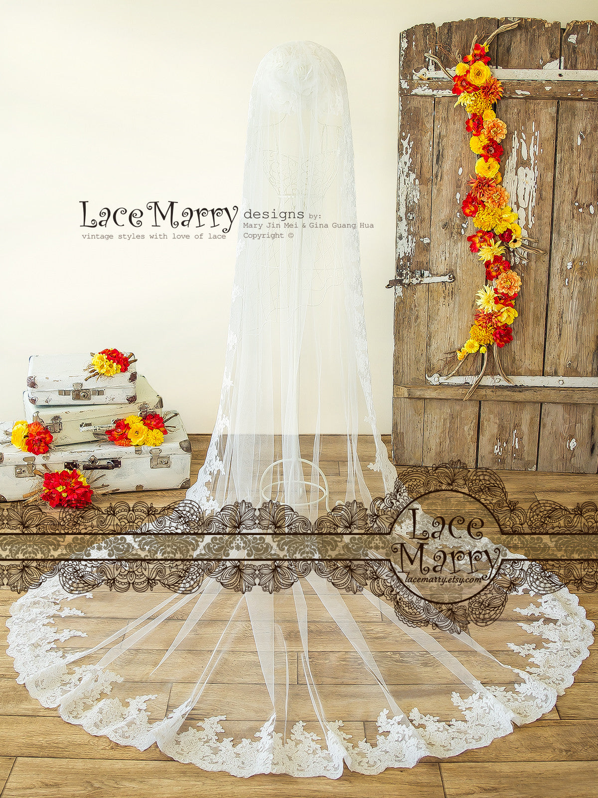 Alencone Lace Double Layer Bridal Veil