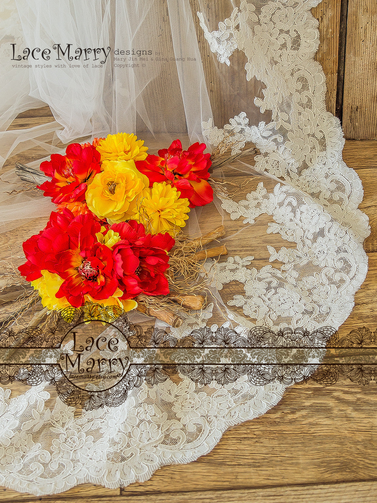 Corded Alencon Lace Hem Bridal Veil