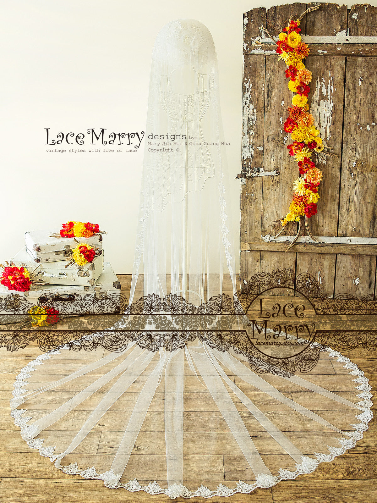 Long Lace Wedding Veil