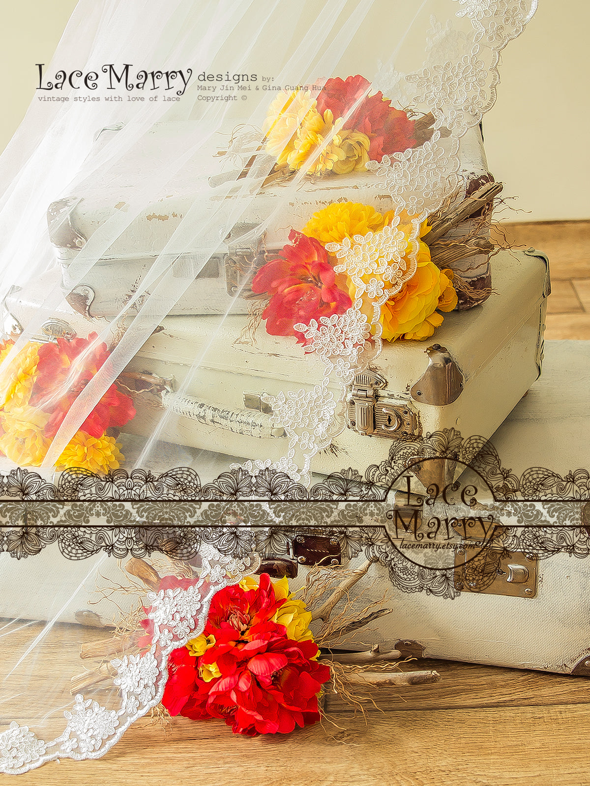 Bridal Veil from Floral Lace Trim