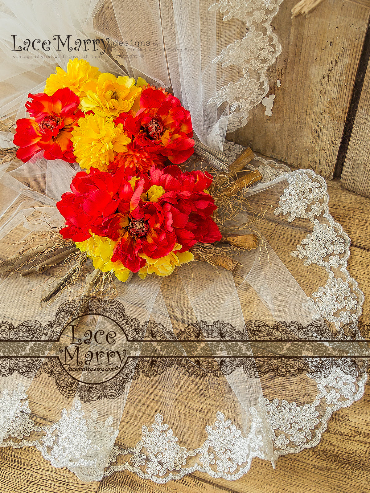 Wedding Veil with Corded Lace Hemming