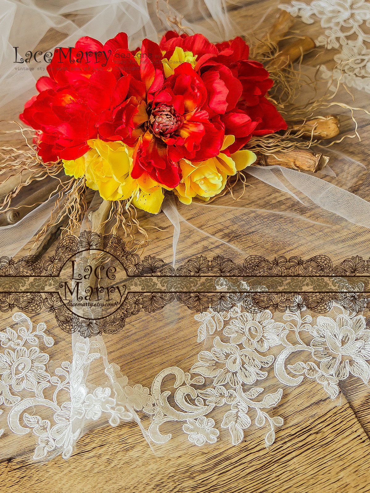 2 Tier Bridal Veil with Lace Trim