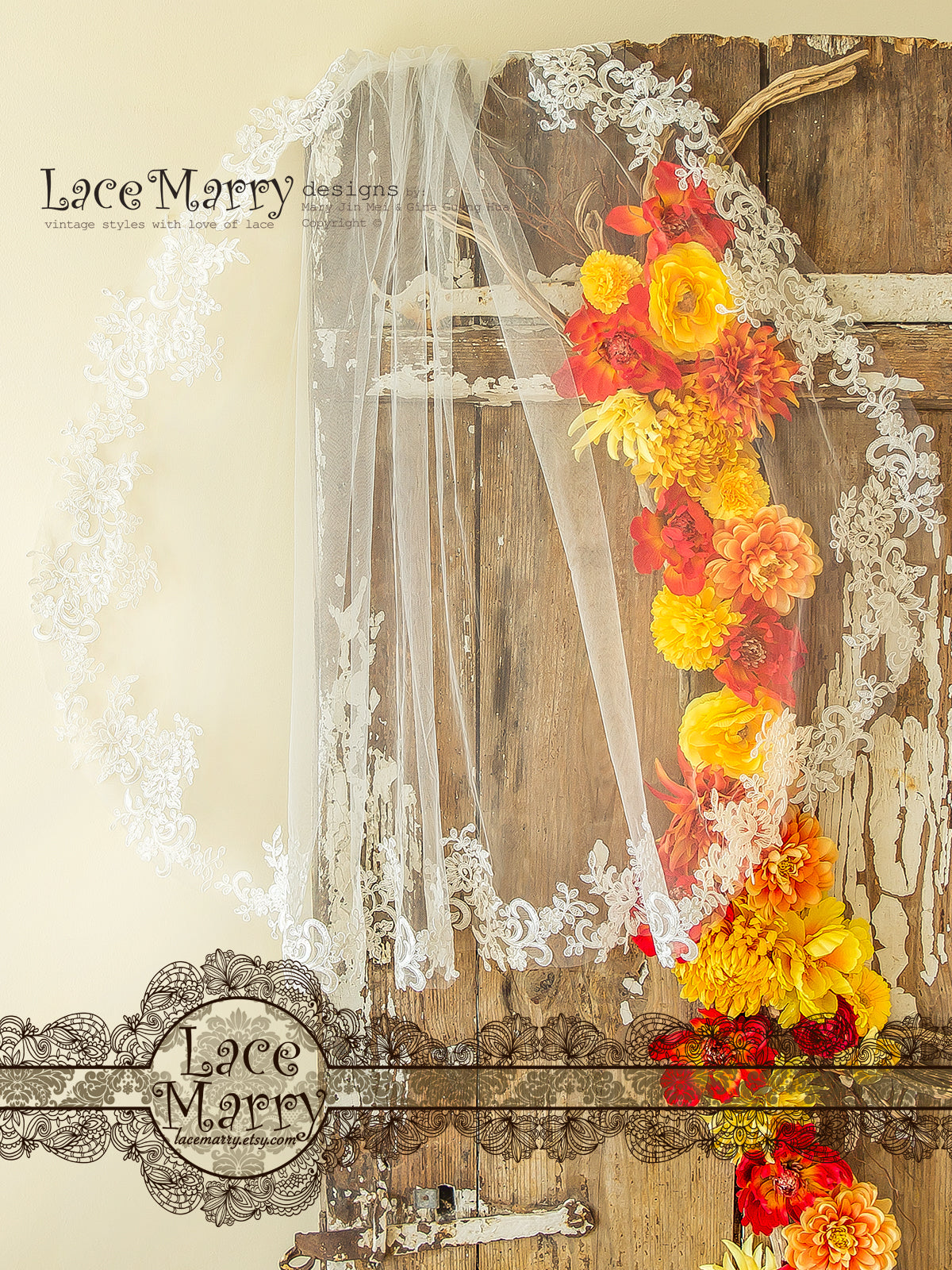 Short Bridal Veil from Lace
