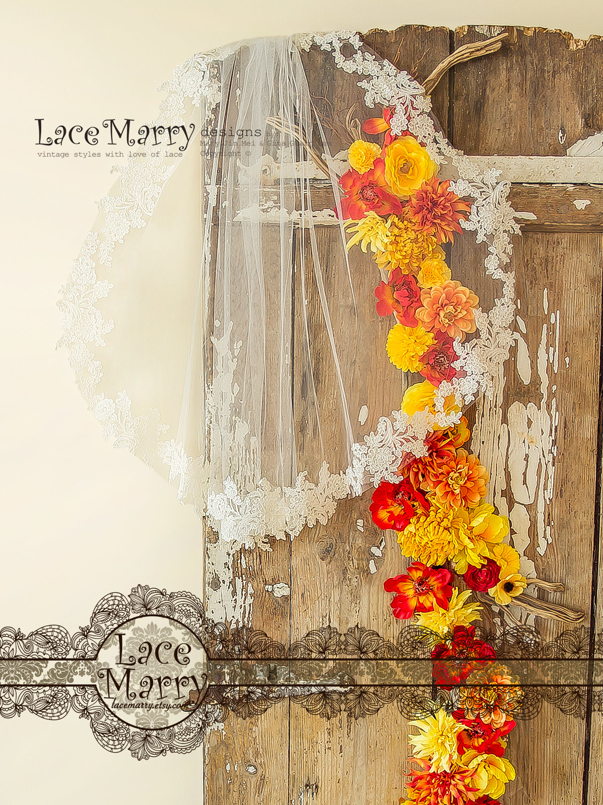 Short Lace Bridal Veil