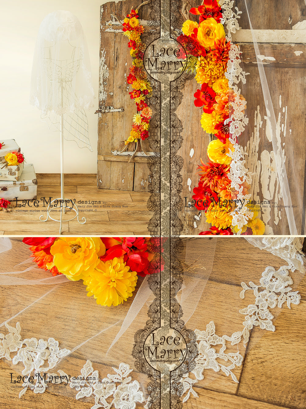 One Tier Short Bridal Veil with Comb