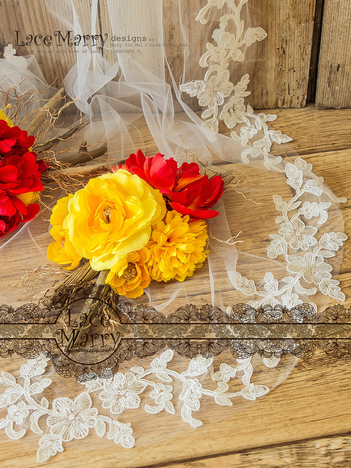 Cathedral Veil with Lace Appliques