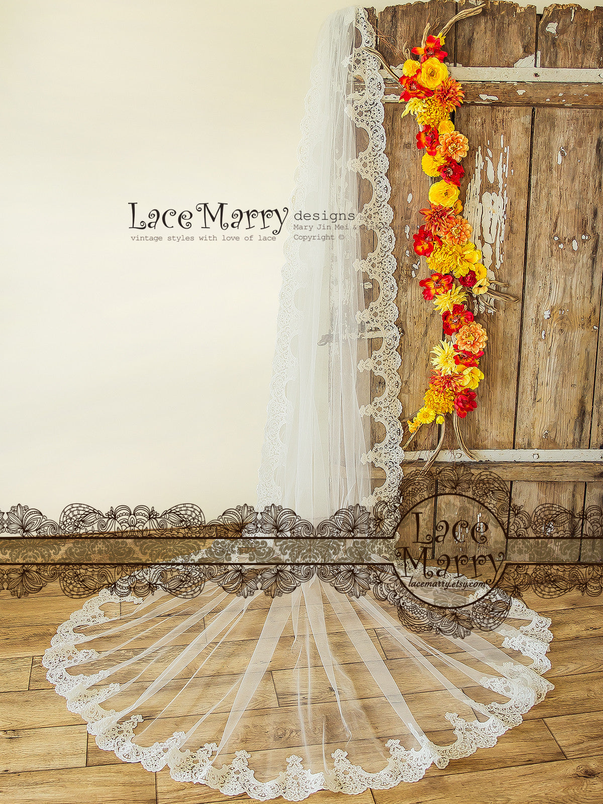 Elegant Bridal Veil with Scalloped Edge
