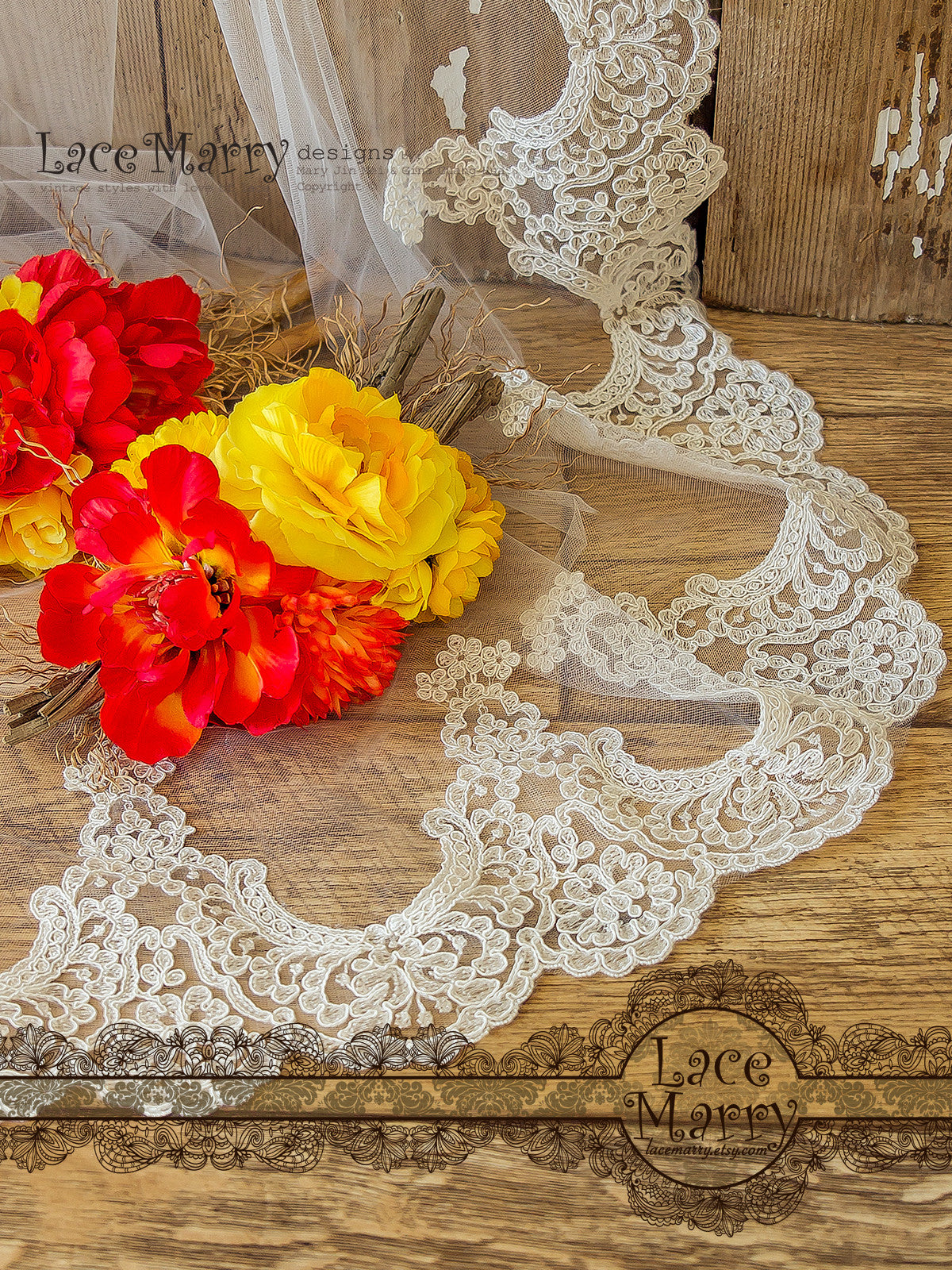 Chapel Veil in Ivory Color