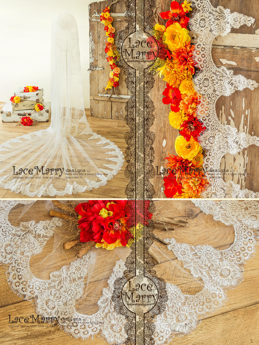 Wedding Veil with Corded Lace