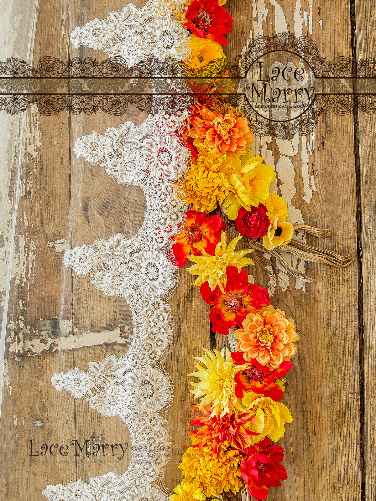 Corded Lace Bridal Veil in Chapel Length
